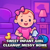 Sweet Infant Girl Cleanup Messy Home - Home Renovation game